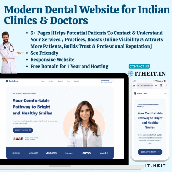 Ready-to-Launch Website for Dental Clinics & Doctors – Customizable, SEO-Friendly & Hosted (1-Year) by ITheit Website & Ecommerce Development agency