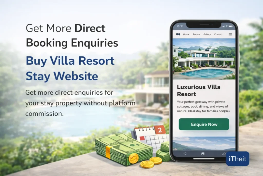 Buy villa resort stay website for direct booking enquiries by ITheit