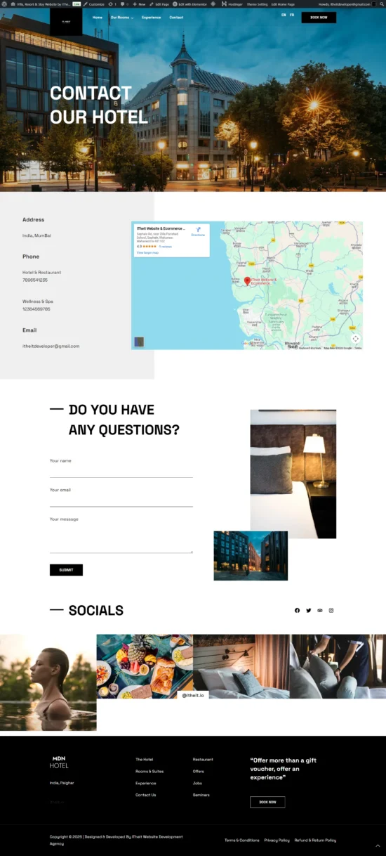 villa resort website demo full video mobile view itheit contact page Buy Website For Villa, Resort & Stay – Direct Booking Enquiries