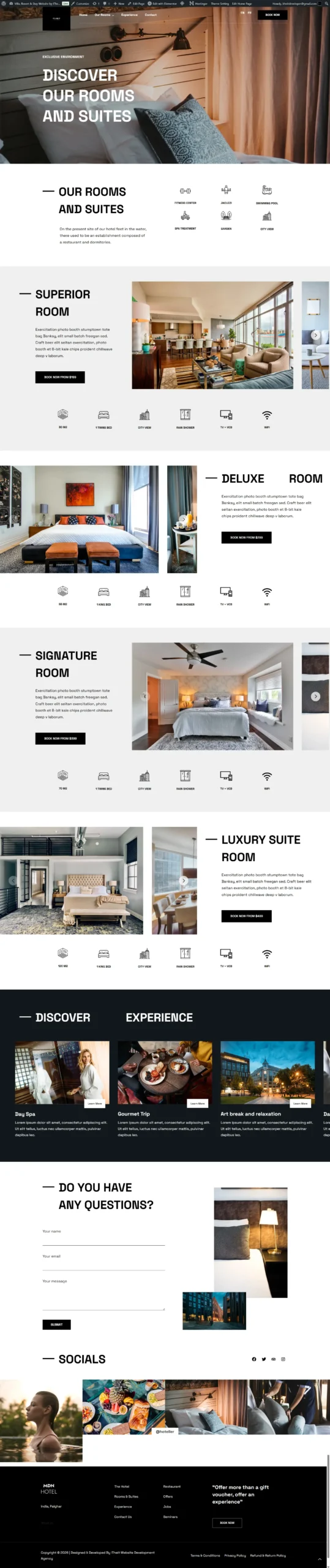 villa resort website demo full video mobile view itheit our rooms page Buy Website For Villa, Resort & Stay – Direct Booking Enquiries