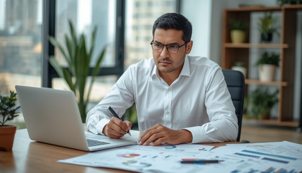 Business owner comparing website development proposals in India